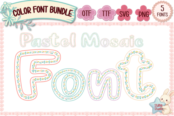 The Pastel Mosaic Font Bundle: Infusing Cozy, Hand-Stitched Charm into Modern Design